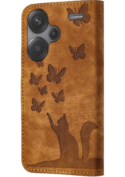 Xiaomi Redmi Için Not 13 Pro Artı Tutucu Kapak Kabartmalı Kelebek (Yurt Dışından)