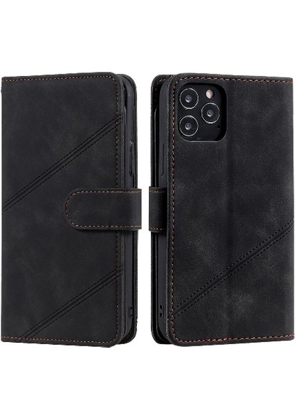 IPhone 12 Için Kılıf Pro Manyetik Pu Deri Cüzdan Çevir Folio Bileklik (Yurt Dışından)