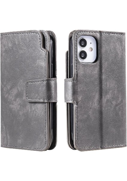 IPhone 12 Için Kılıf Mini Pu Deri Kickstand 9 Kart Yuvaları Manyetik Cüzdan (Yurt Dışından)