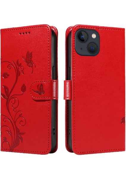 IPhone 14 Için Kılıf Artı Kabartmalı Kelebek ve Kart Yuvası Yüksek Kalite (Yurt Dışından)