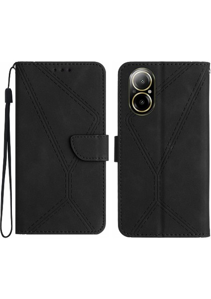 Realme C67 4g Yüksek Kalite Tpu Dikiş Kabartmalı Deri Cüzdan (Yurt Dışından)