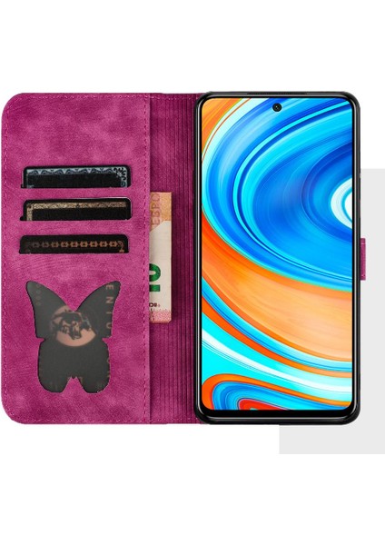 Xiaomi Redmi Için Not 9 Pro Kabartmalı Kelebek Kedi Kart Cep Flip (Yurt Dışından)