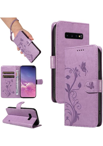 Samsung Galaxy S10 Artı ve El Kayışı Cüzdan ile Kart Yuvası (Yurt Dışından)
