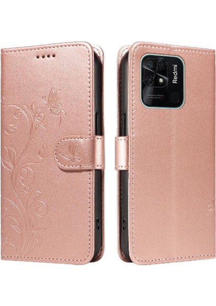 Xiaomi Redmi 10C Için Kılıf Yüksek Kaliteli Deri Kabartmalı Kelebek ve (Yurt Dışından)