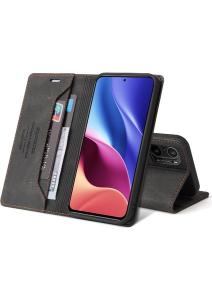 Xiaomi Poco F3 Kickstand Iki Kart Yuvaları Premium Deri Premium (Yurt Dışından)