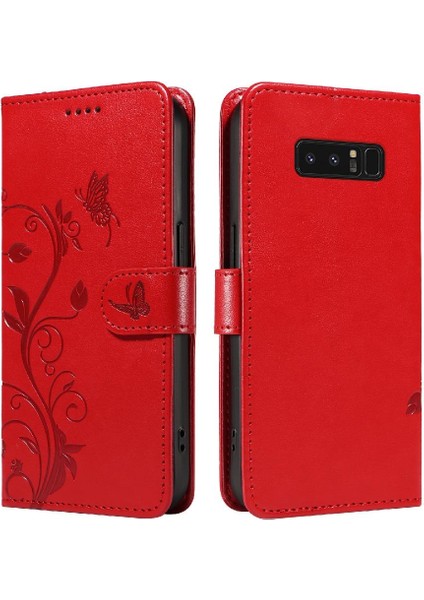El Kayışı Kabartmalı Kelebek Cüzdan ile Samsung Galaxy Not 8 Için Kılıf (Yurt Dışından)