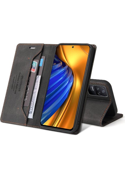 Mays Shop Xıaomı Redmi K40S Kickstand Iki Kart Yuvaları Premium Deri Kılıf (Yurt Dışından)