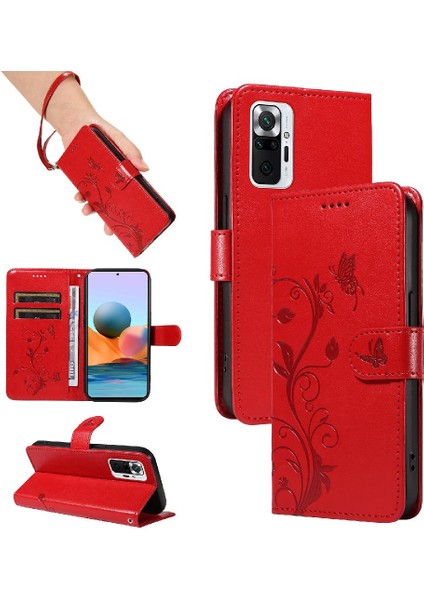 Xiaomi Redmi Için Not 10 Pro Kabartmalı Kelebek Yüksek Kaliteli Deri (Yurt Dışından)