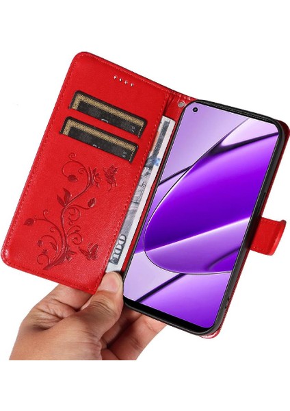 Realme 11 4g Kabartmalı Kelebek El Kayışı Cüzdan Telefon ve (Yurt Dışından)