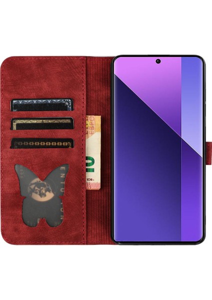 Xiaomi Redmi Için Not 13 Pro Artı Tutucu Kapak Kabartmalı Kelebek (Yurt Dışından)