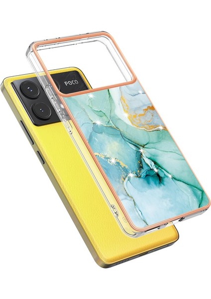 Xiaomi Poco X6 Pro Ince Tpu Koruma Mermer Desen Yumuşak Tampon (Yurt Dışından)
