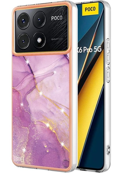 Xiaomi Poco X6 Pro Ince Tpu Koruma Mermer Desen Yumuşak Tampon (Yurt Dışından)