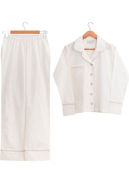 Reya Kadın Pijama Takımı Organik Pamuk Keten Krem