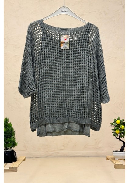 Içi Atletli Oversize File Ithal Bluz