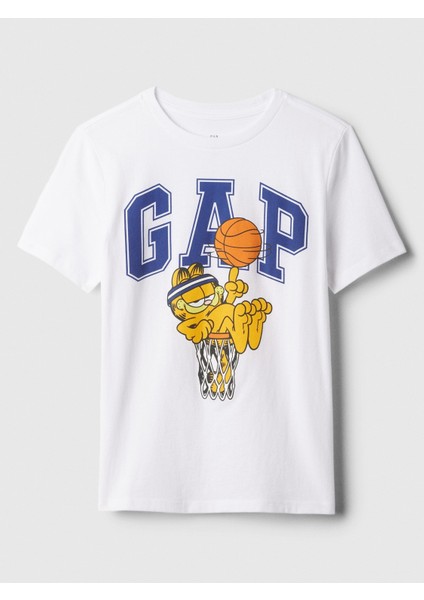 Erkek Çocuk Beyaz Gap Logo Grafikli T-Shirt