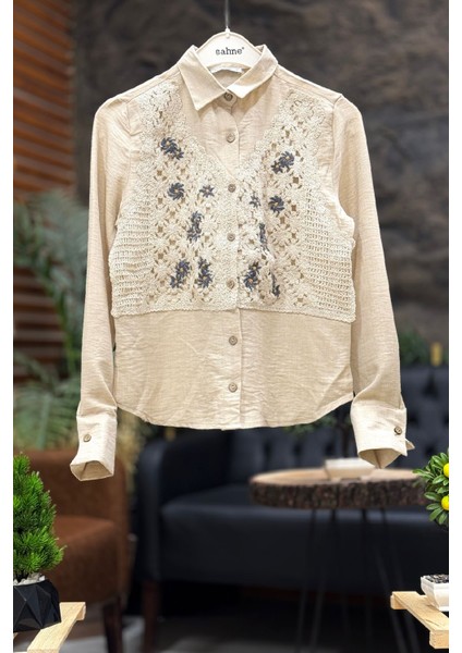 Roba Renkli Kopenaklı Keten Gömlek