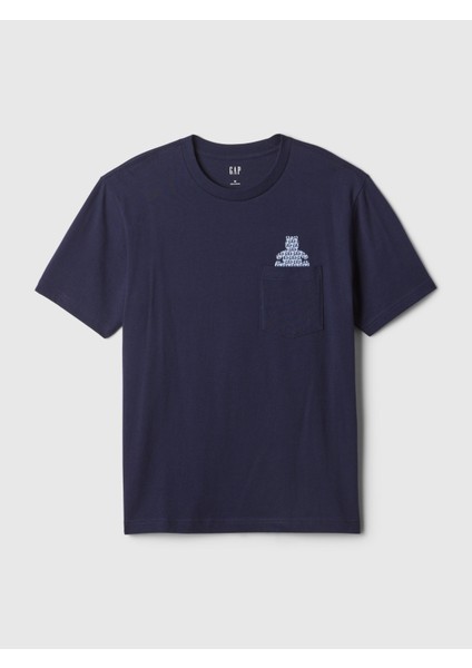 Erkek Lacivert Gap Logo Brannan Bear Grafikli T-Shirt