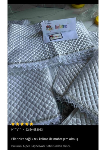 Kaizen Carpet Vintage Sınırlı Üretim Özel Seri Saten Raf Örtüsü - Krem 45 cm Derinlik x 10 mt Boy Gold Su Taşı Detaylı Lüks Saten Kapitone Raf Örtüsü / Çekmece Örtüsü / Dolap İçi Örtü