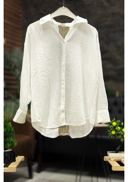 Sırtı Hasır Dantel Detay Uzun Kol Gömlek fiyatları