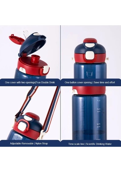 Diller D-68 Pipetli Su Matarası 780ML Şeffaf
