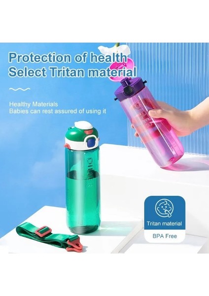 Diller D-68 Pipetli Su Matarası 780ML Şeffaf
