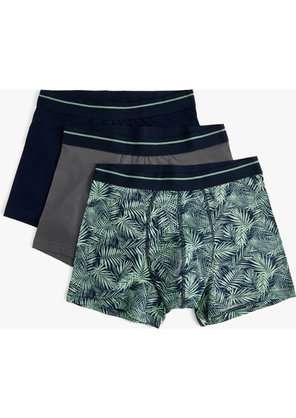 3'lü Boxer Seti Palmiye Baskılı Çok Renkli