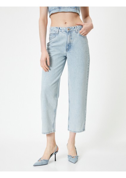 Düz Paça Kot Pantolon Yüksek Bel Cepli - Nora Longer Straight Jeans