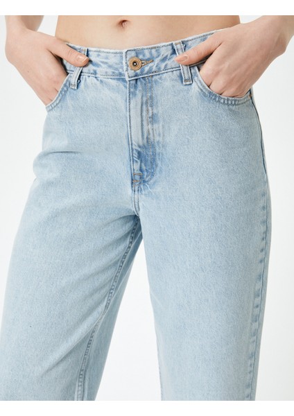 Düz Paça Kot Pantolon Yüksek Bel Cepli - Nora Longer Straight Jeans