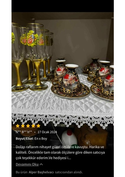 Vintage Sınırlı Üretim Özel Seri Saten Raf Örtüsü - Krem 40 cm Derinlik x 10 mt Boy Gold Su Taşı Detaylı Lüks Saten Kapitone Raf Örtüsü / Çekmece Örtüsü / Dolap İçi Örtü