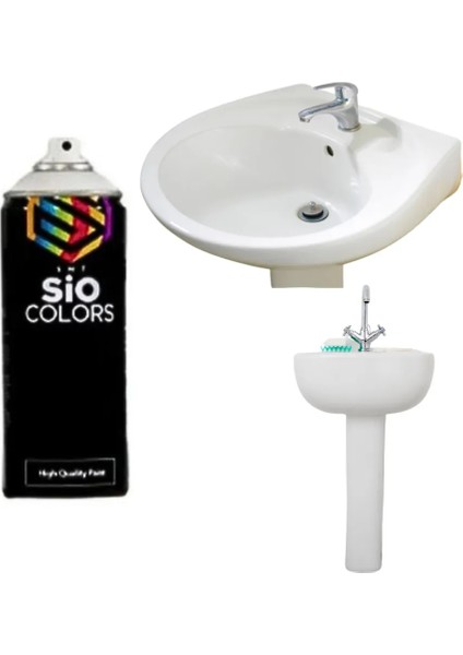 Sio Colors Lavabo-Musluk Sprey Suya Dayanıklı Extra Pigmentli BEYAZ(RAL-9016) Sprey Boya 400ML