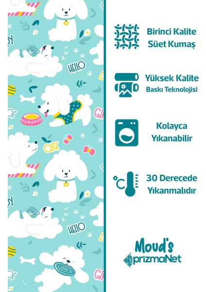 Tatlı Köpek Desenli Baskılı Çocuk ve Bebek Odası Fon Perdesi 2 Kanat - Prd-25 fırsatları