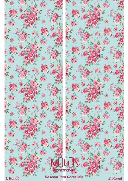 Madame Spring Desenli Süet Oturma Odası Salon Fon Perde Baskılı Ekstrafor Büzgü 2 Kanat PRD-1027 modelleri