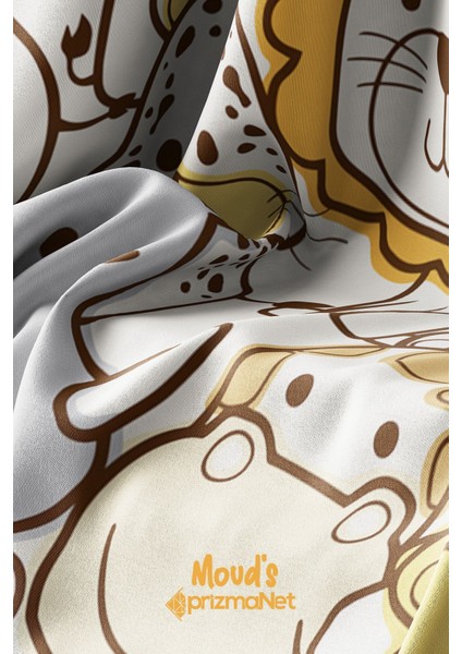 Turuncu Minik Hayvanlar Desenli Baskılı Çocuk ve Bebek Odası Fon Perdesi 2 Kanat - Prd-05 indirimleri