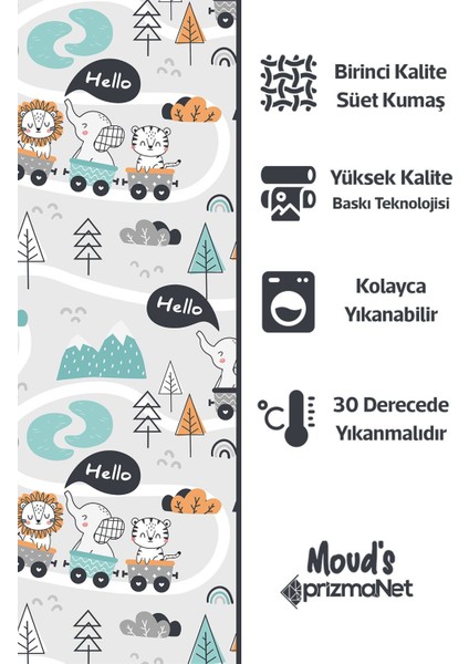 Oyuncak Tren Desenli Baskılı Çocuk ve Bebek Odası Fon Perdesi 2 Kanat - Prd-10