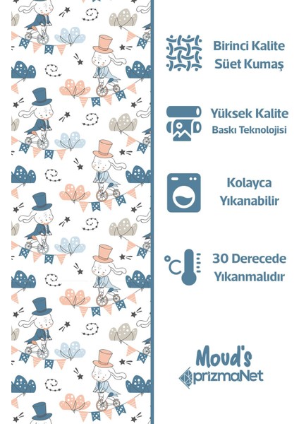 Hokkabaz Köpekcik Desenli Baskılı Çocuk ve Bebek Odası Fon Perdesi 2 Kanat - Prd-22