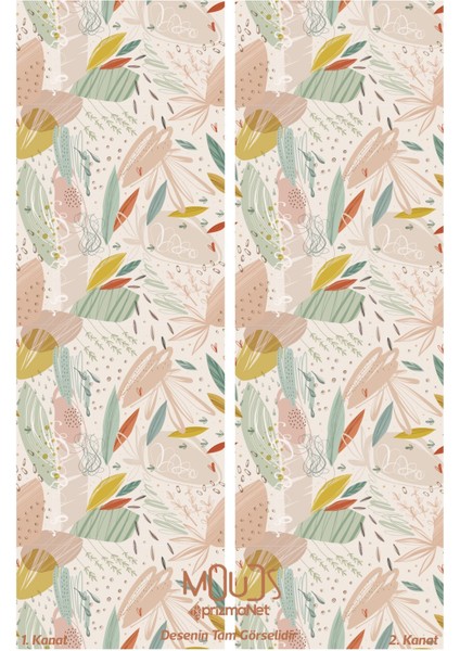 Xero Floral 2 Desenli Süet Oturma Odası Salon Fon Perde Baskılı Ekstrafor Büzgü 2 Kanat PRD-1080