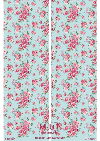 Madame Spring Desenli Süet Oturma Odası Salon Fon Perde Baskılı Ekstrafor Büzgü 2 Kanat PRD-1027 modelleri