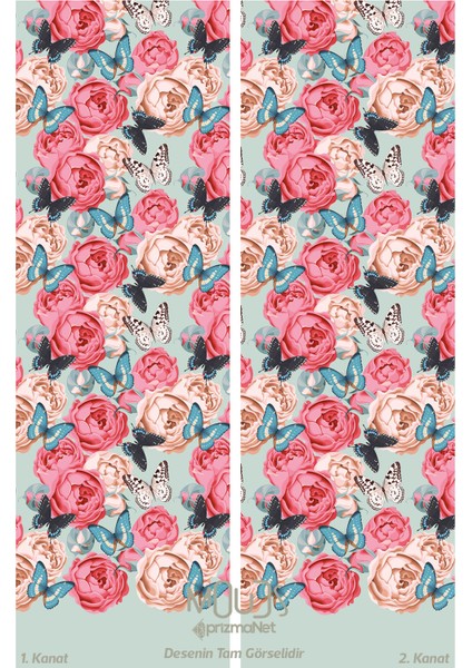 Classic Pattern 3 Desenli Süet Oturma Odası Salon Fon Perde Baskılı Ekstrafor Büzgü 2 Kanat PRD-1039