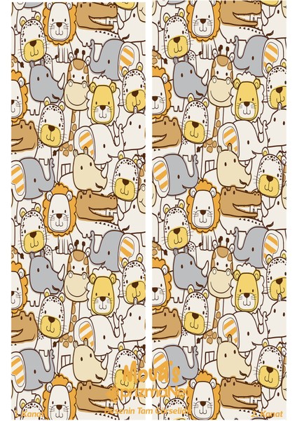 Turuncu Minik Hayvanlar Desenli Baskılı Çocuk ve Bebek Odası Fon Perdesi 2 Kanat - Prd-05 modelleri