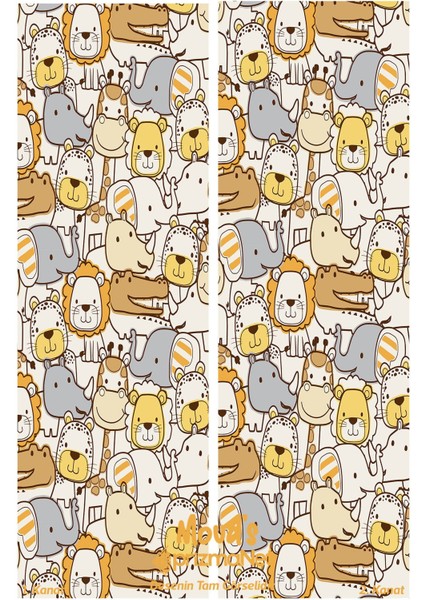 Turuncu Minik Hayvanlar Desenli Baskılı Çocuk ve Bebek Odası Fon Perdesi 2 Kanat - Prd-05 modelleri