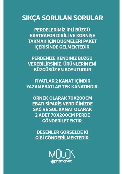 Turqua Desenli Süet Oturma Odası Salon Fon Perde Dijital Baskılı Ekstrafor Büzgü 2 Kanat PRD-1093