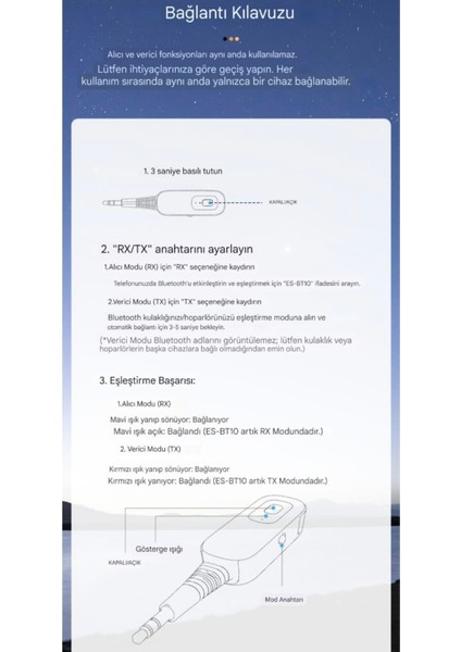 BT10 Bluetooth 5.1 Çevirici Adaptör Araba Müzik Kulaklık Hoparlör Verici Alıcı Kablosuz 3.5mm Jack Çok Fonksiyonlu İkili Mod Geçişi Yeni Nesil Son Teknoloji