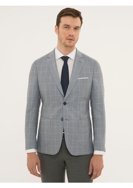 Erkek Açık Mavi Slim Fit Ceket 50229422-VR003