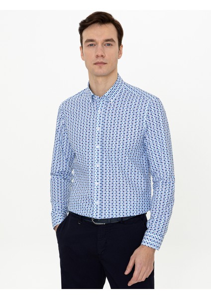 Erkek Saks Slim Fit Uzun Kollu Gömlek 50247985-VR045