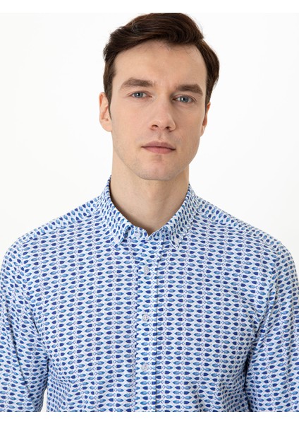 Erkek Saks Slim Fit Uzun Kollu Gömlek 50247985-VR045