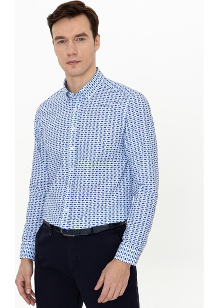 Erkek Saks Slim Fit Uzun Kollu Gömlek 50247985-VR045