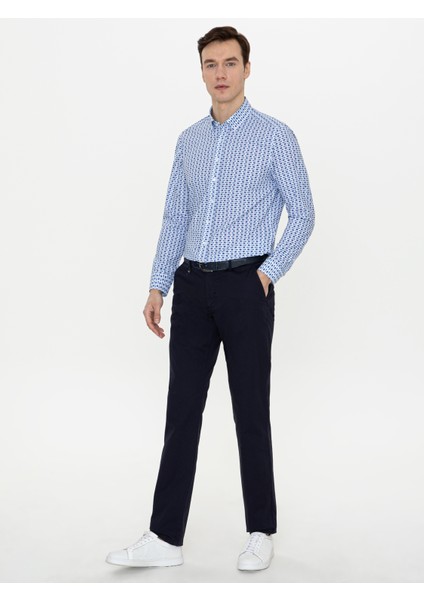 Erkek Saks Slim Fit Uzun Kollu Gömlek 50247985-VR045