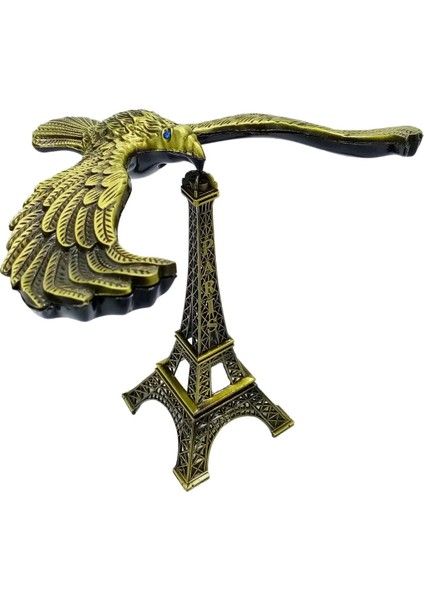 Vintage Metal Dengeli Kartal ve Eyfel Kulesi Bronz 20X17CM