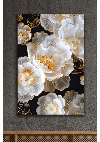 Çiçek Dekoratif Temperli Cam Tablo