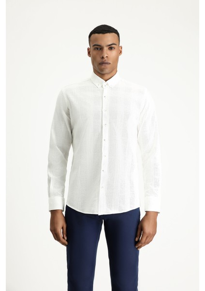 Uzun Kol Slim Fit Dar Kesim Desenli Spor Pamuk Gömlek modelleri